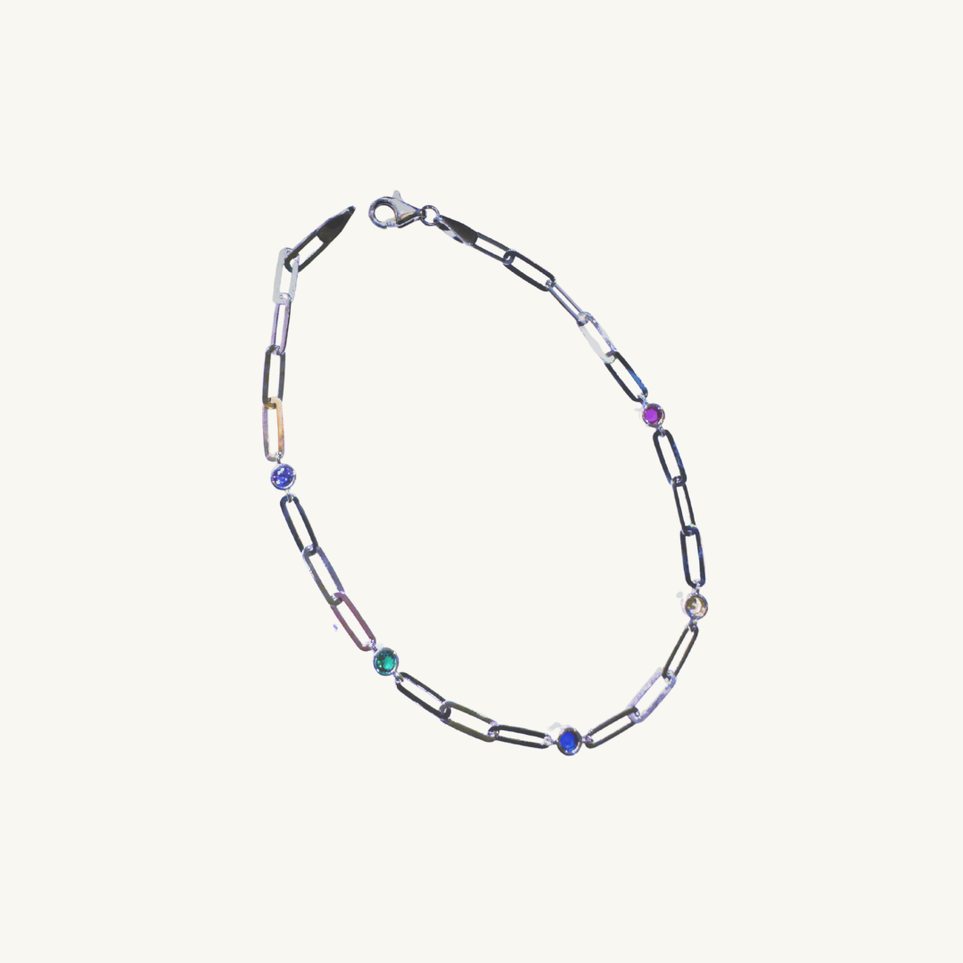 COLORFUL LINKED CHAIN - WHITE BRACELET
